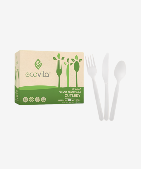 Ecovita 100% Compostable Forks Spoons Knives Cutlery