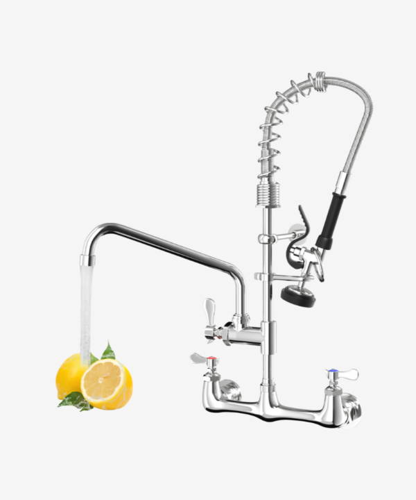 Commercial Wall Mount Kitchen Faucet with Pull