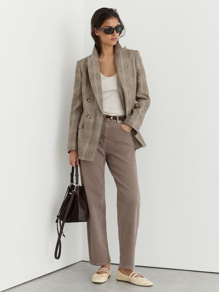 Reiss Mauve Neutral Selin Mid-Rise Straight-Leg Jeans